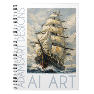 Classic Tall Ship at Sea – Impasto Nautical Art Notebook