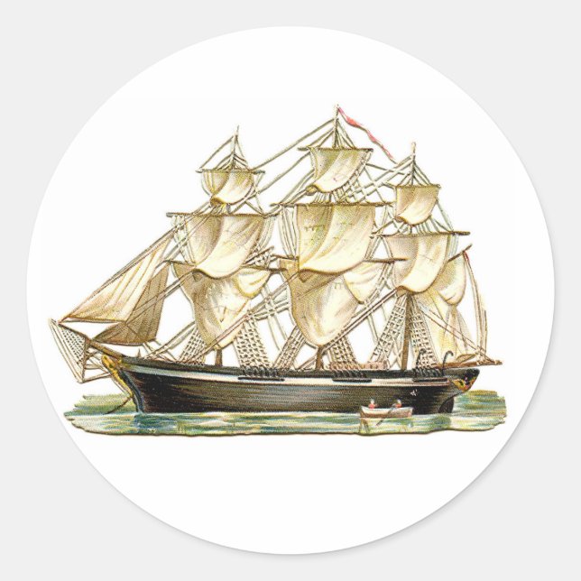 Classic Tall Ship Round Sticker (Front)