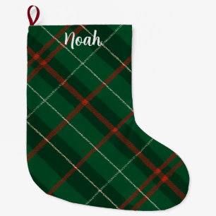 Classic Tartan Green & Red Plaid Christmas Large Christmas Stocking