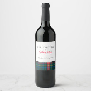 Classic Tartan Plaid Christmas Holiday Cheer NAME  Wine Label