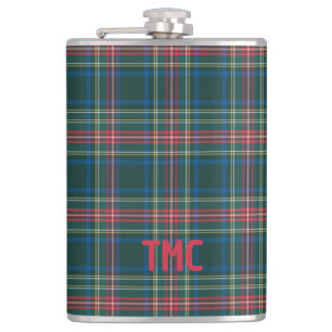 Classic Tartan Plaid Christmas Pattern Initials Hip Flask
