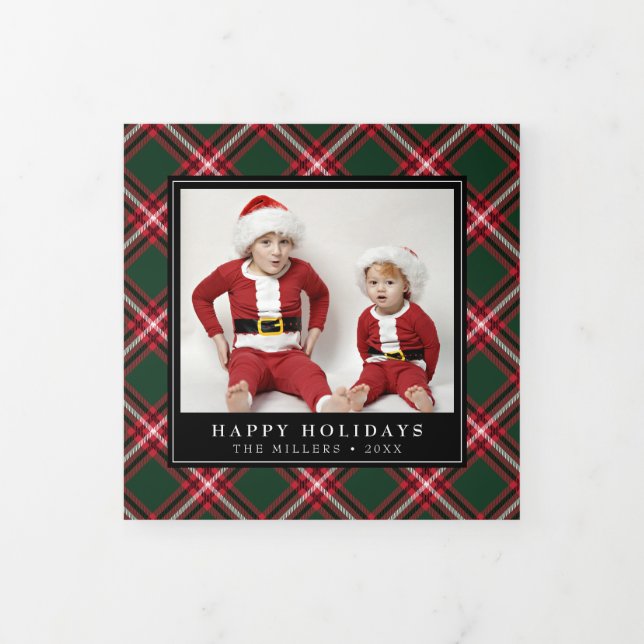 Classic Tartan Plaid Christmas Trifold Photo Card (Cover)