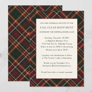 Classic Tartan Plaid Clean Boot Hunt Equestrian Invitation