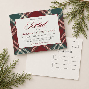 Classic Tartan Plaid Corporate Holiday Open House Postcard