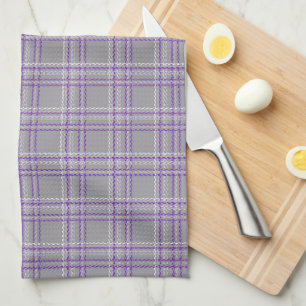 Classic tartan plaid. Grey, lilac Tea Towel