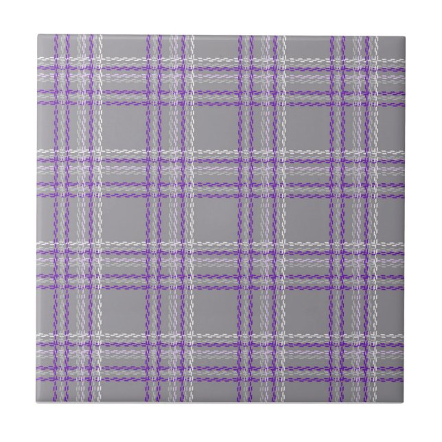 Classic tartan plaid. Grey, lilac Tile (Front)