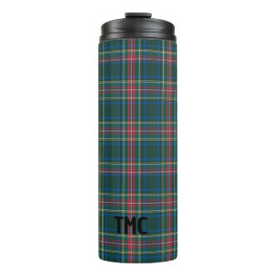 Classic Tartan Plaid INITIALS Festive Holiday Chic Thermal Tumbler