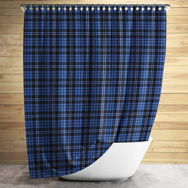Classic Tartan Plaid Pattern Blue And Black Shower Curtain (Classic Blue Plaid Tartan Pattern Shower Curtain)