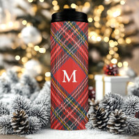 Classic Tartan Plaid Red Christmas Monogram