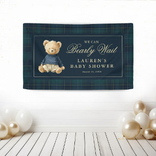 Classic Tartan Polo Bear Baby Shower Banner