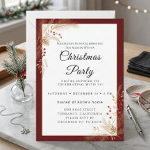 Classic Tartan Script Christmas Party Invitation