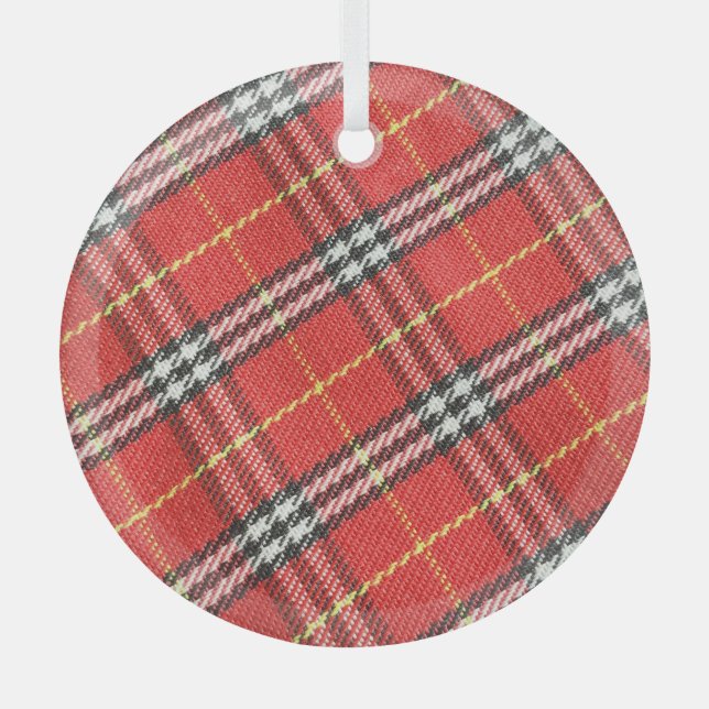 Classic Tartan Texture Background Glass Tree Decoration (Front)