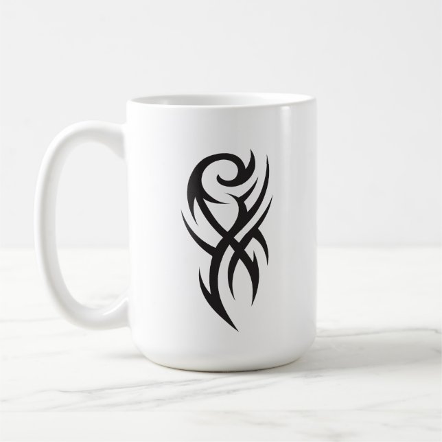 Classic Tattoo Inspired Line Art Design Coffee Mug (Left)