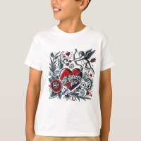Classic Tattoo Love: Heart & Cupid T-Shirt Design