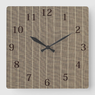Classic Taupe with Stripe  Square Wall Clock