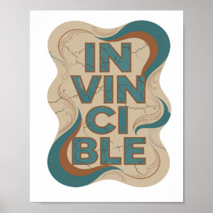 Classic Teal INVINCIBLE 3D Text Art Poster