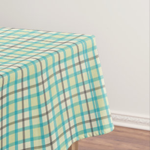 Classic Teal Plaid  Tablecloth