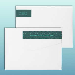 Classic Teal Turquoise Polka Dots Return Address Wrap Around Label