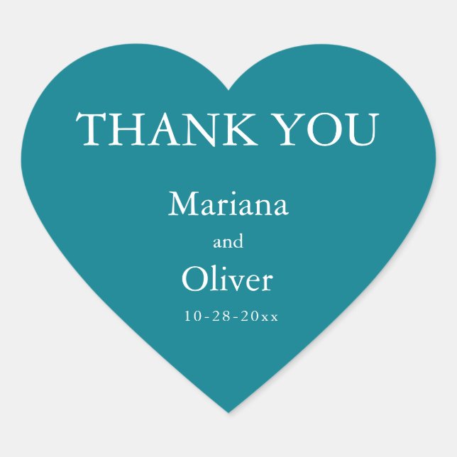 Classic Teal Wedding Heart Sticker (Front)