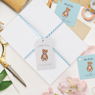 Classic Teddy Bear Blue Baby Shower Gift Tags
