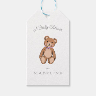 Classic Teddy Bear Lavender Purple Baby Shower Gift Tags