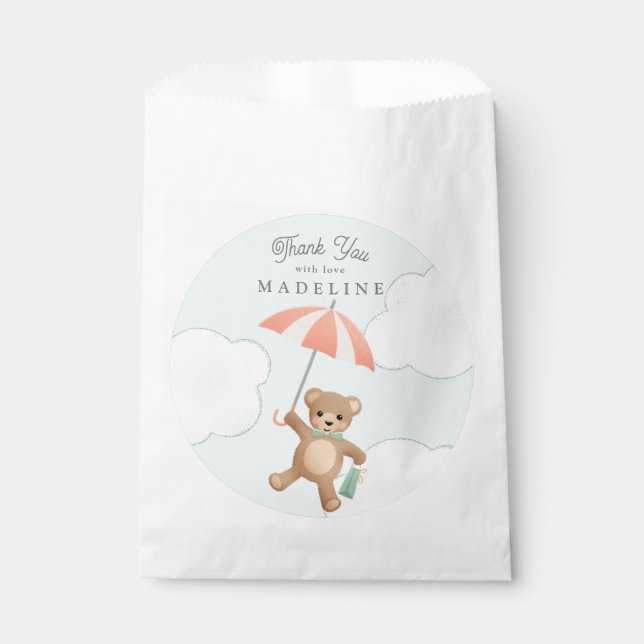 Classic Teddy Bear Pastel Baby Shower Favour Bags (Front)