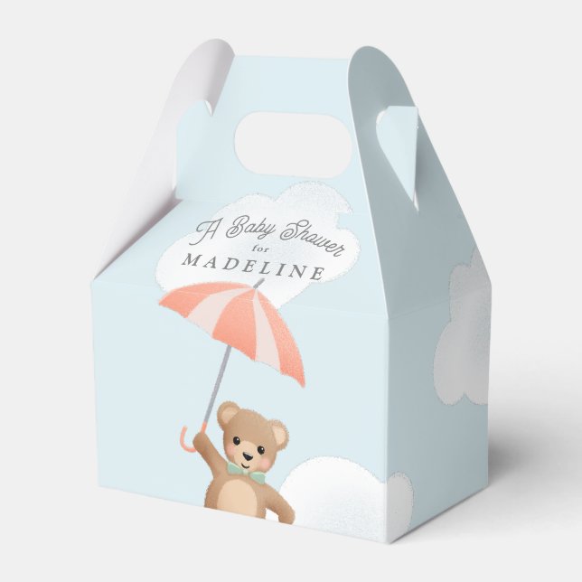 Classic Teddy Bear Pastel Baby Shower Favour Box (Front Side)