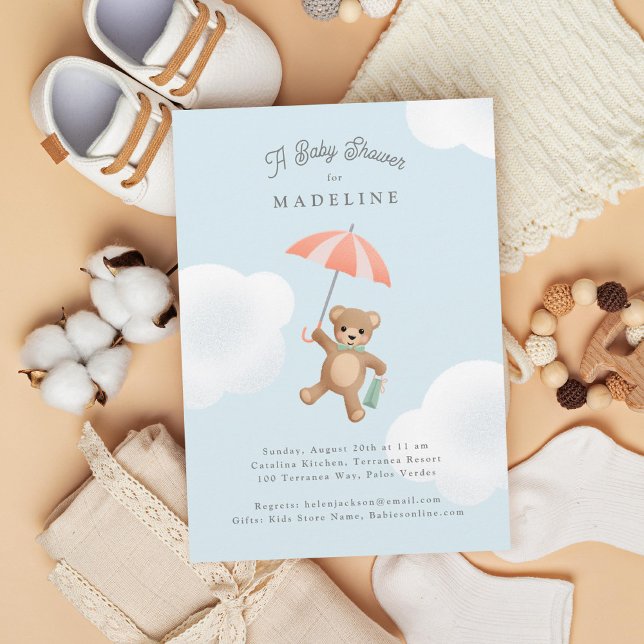 Classic Teddy Bear Pastel Baby Shower Invitation (Creator Uploaded)