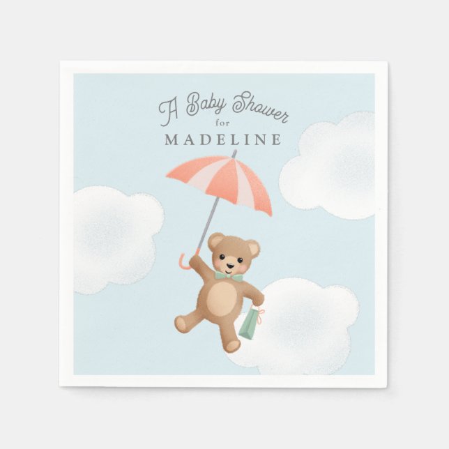 Classic Teddy Bear Pastel Baby Shower Napkin (Front)