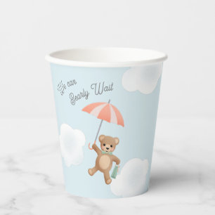Classic Teddy Bear Pastel Bearly Wait Baby Shower Paper Cups