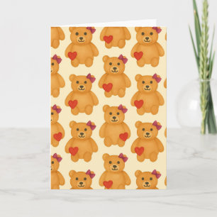 Classic Teddy Bear Pattern Blank Greeting Card 