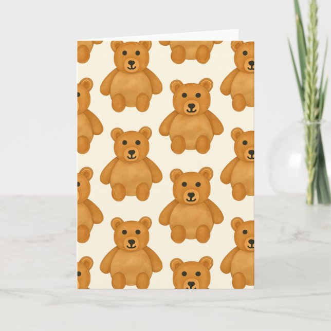 Classic Teddy Bear Pattern Blank Greeting  Card (Front)