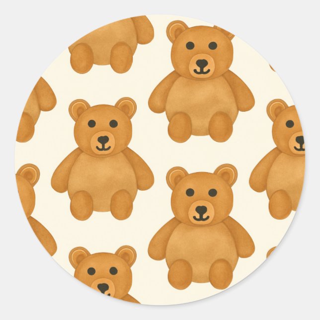 Classic Teddy Bear Pattern  Classic Round Sticker (Front)
