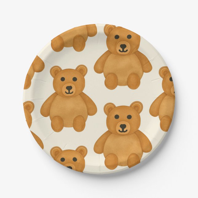 Classic Teddy Bear Pattern    Paper Plate (Front)