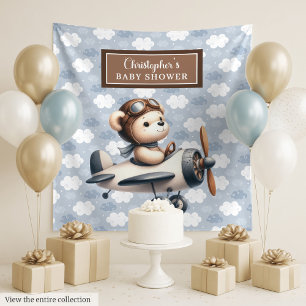 Classic teddy bear pilot baby shower photo wall tapestry