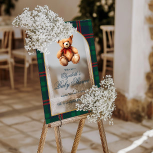 Classic Teddy Bear Preppy Baby Shower Welcome Acrylic Sign
