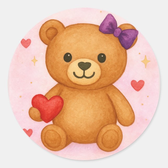Classic Teddy Bear  Round Sticker (Front)