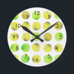 Classic Tennis Ball Pattern Player White  Round Clock<br><div class="desc">So many green tennis balls! Tennis ball pattern design,  for a tennis player,  or tennis coach. Gift for a tennis player. Tennis-themed modern,  trendy and preppy pattern.</div>