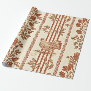 Classic Terracotta Barn Hen Toile Pattern Wrapping Paper