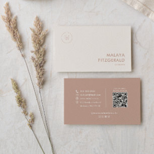 Classic Terracotta Boho Minimalist Therapist Business Card