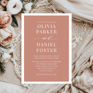 Classic Terracotta Boho Minimalist Wedding Invitation