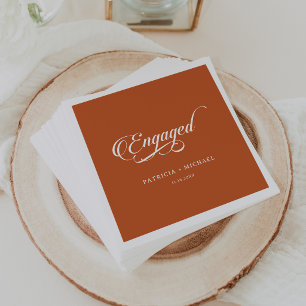 Classic Terracotta Calligraphy Engagement party Napkin