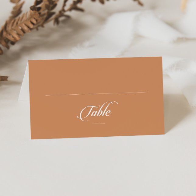 Classic Terracotta Calligraphy Wedding Folded Place Card (Creator Uploaded)