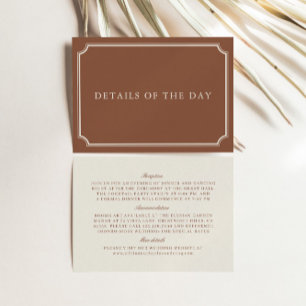 Classic Terracotta & Ecru Wedding Details Enclosure Card