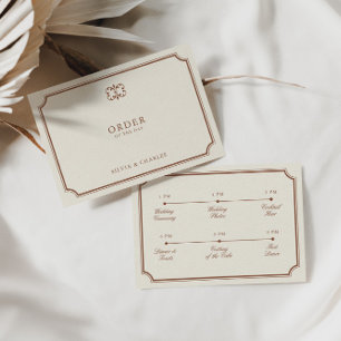 Classic Terracotta & Ecru Wedding Timeline Enclosure Card