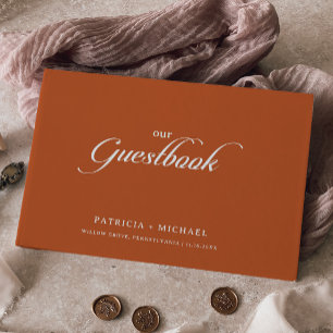Classic Terracotta Minimal Calligraphy Wedding Guest Book