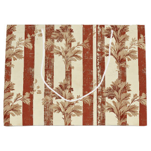 Classic Terracotta Red Toile Floral Cream Large Gift Bag