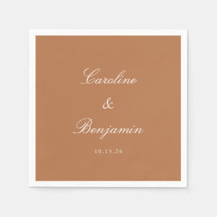 Classic Terracotta Script Elegant Wedding Custom Napkin