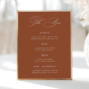 Classic Terracotta Wedding Bar Menu Poster
