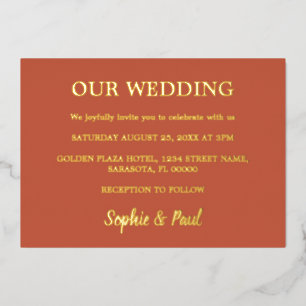 Classic Terracotta Wedding Foil Invitation